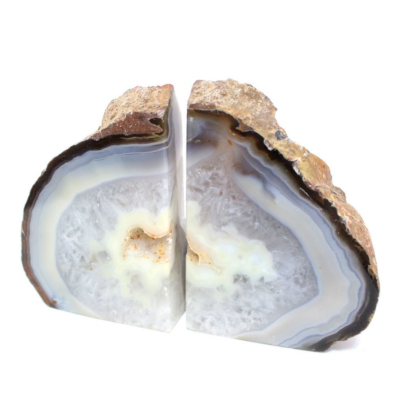 Geode Book end Natural Agate Bookend Pair - 1 to 3 lb