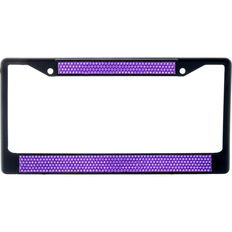 Premium Black Purple Bling Crystal Diamond License Plate Frame for Car-Truck