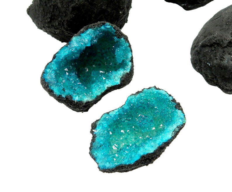 Open Your Own Geode - Teal Dyed Druzy Geodes - Gorgeous Display Piece (TS-48)
