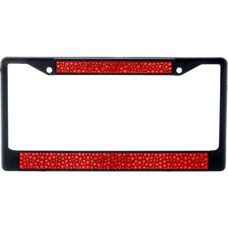 Premium Black Bling Mix Sizes Red Crystal Diamond License Plate Frame for Car-Truck
