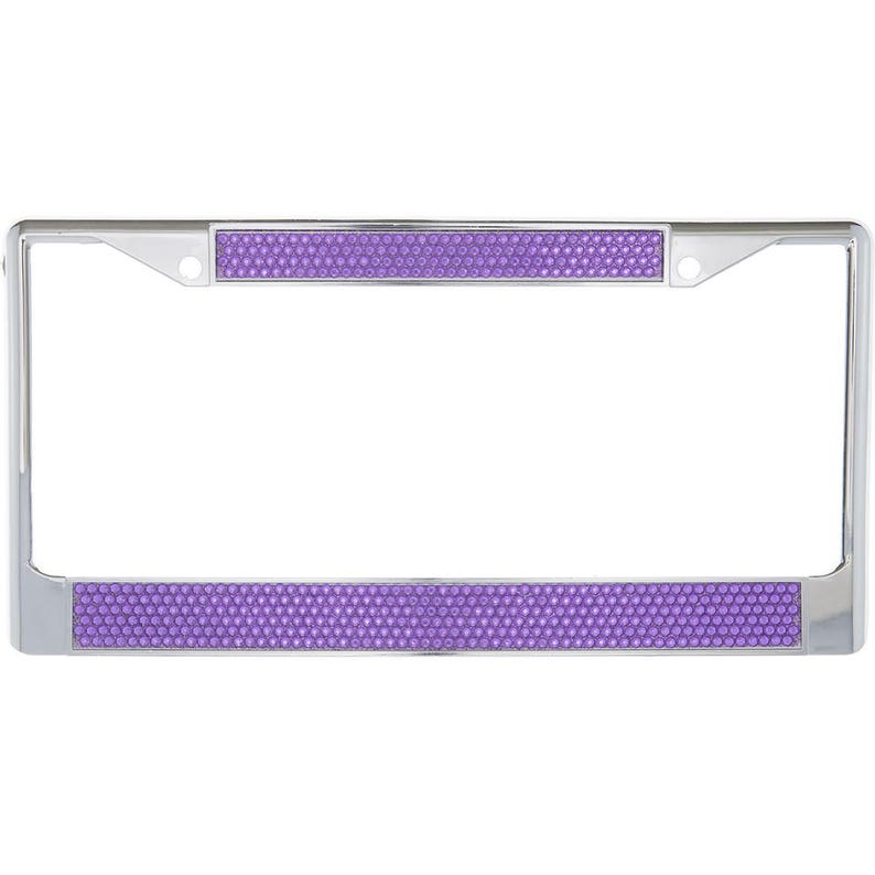 Premium Chrome Purple Bling Crystal Diamond License Plate Frame for Car-Truck