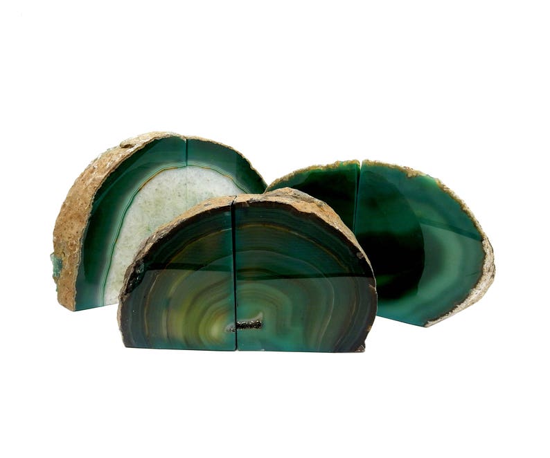 Agate Book Ends Green Agate Bookend Pair - 3 to 6 lb