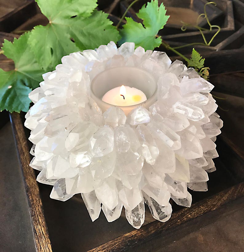 Large Clear Crystal Point Candle Holder