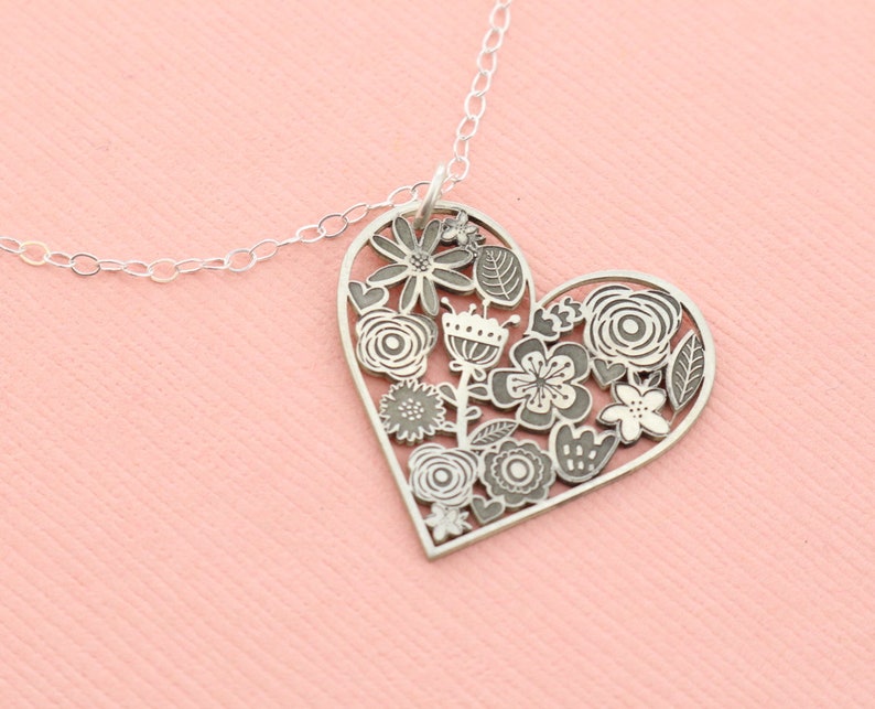 Flower Necklace For Her Heart Jewelry