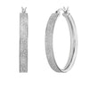 Sterling Silver Glitter Hoop Earrings 1" Inch Diameter
