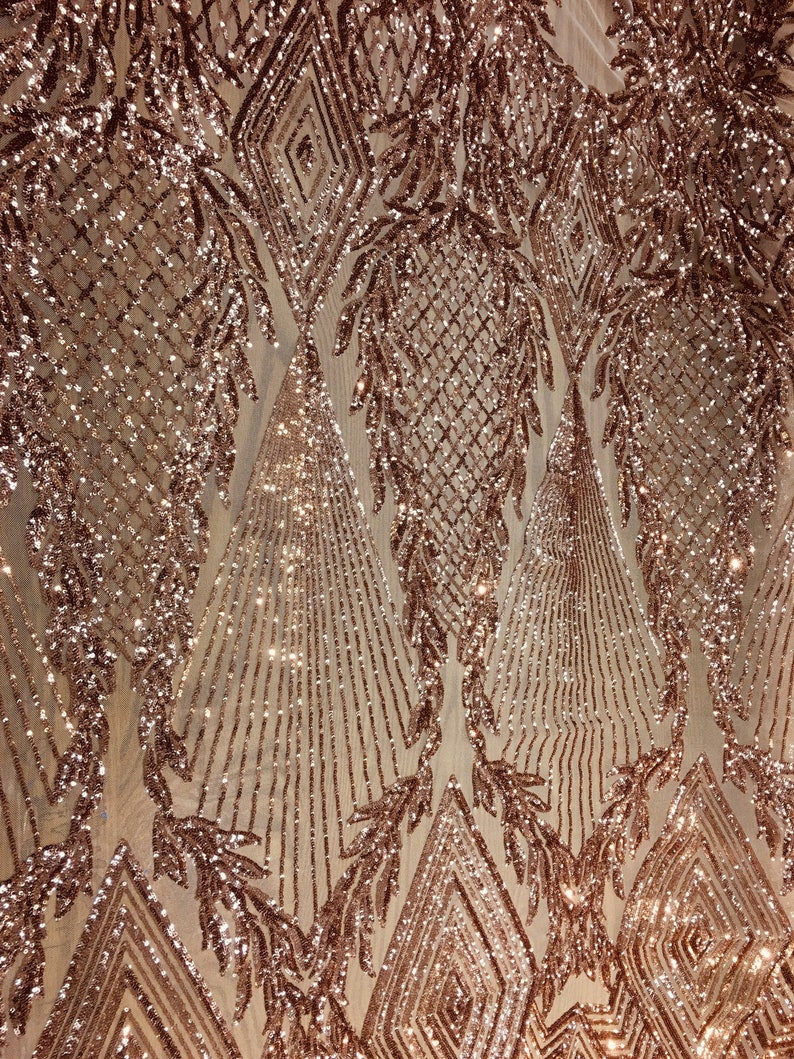 Jewel , Rose Gold Big Print, Sequin, 4-way Stretch