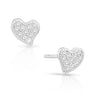 Heart Stud Earrings in Solid Sterling Silver, Small and Petite