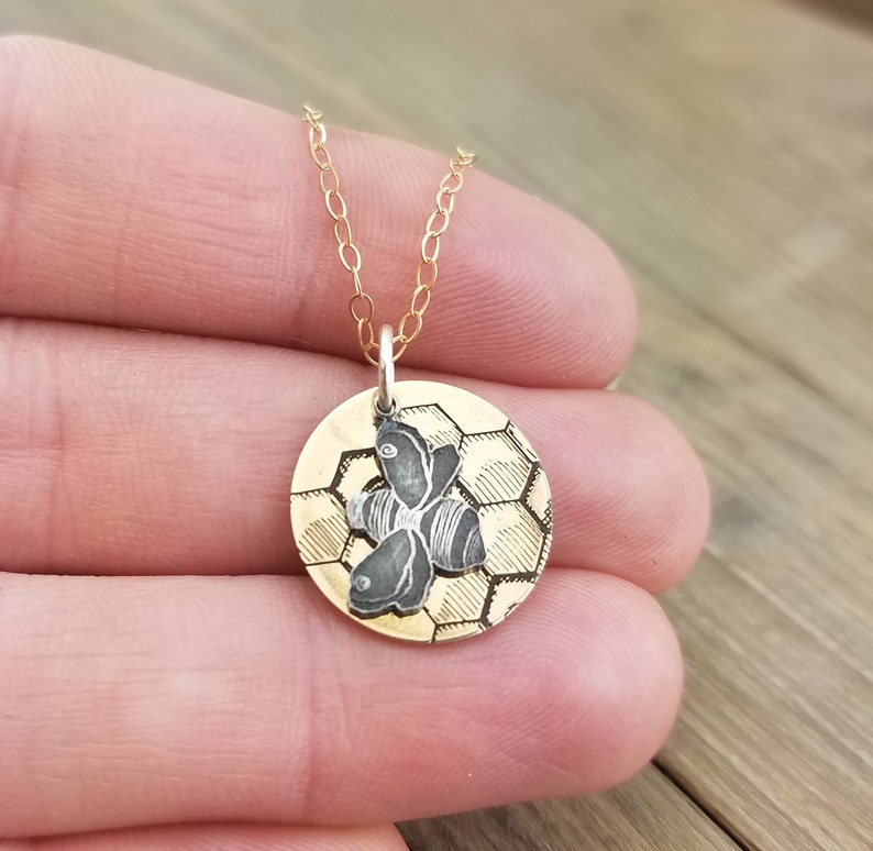 Bee Necklace Mixed Metal Jewelry