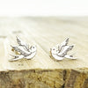 Jewelry . Bird Stud Earrings - Gift - Stocking Stuffer - Swallow Tattoo Jewelry- Silver Jewelry