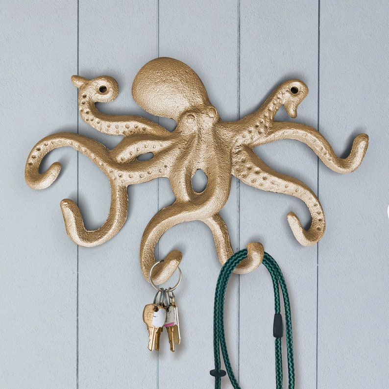 Gold Octopus Wall Hooks Octopus Bathroom Decor
