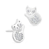 Cat Stud Earrings in Sterling Silver