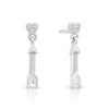 Cupid's Arrow Dangling Drop Stud Earrings with CZ in Sterling Silver