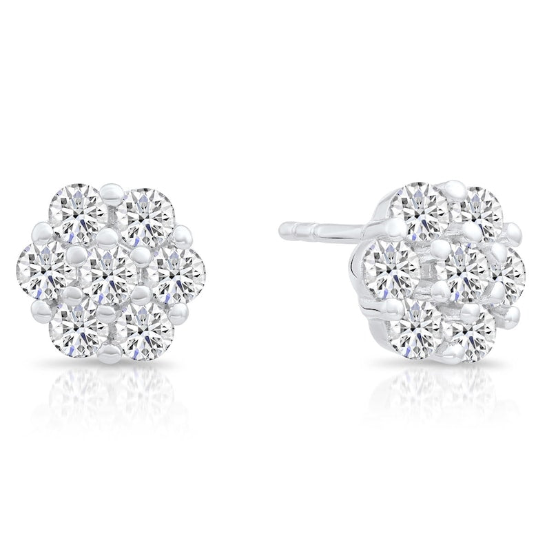 Cute Flower Stud Earrings in Sterling Silver