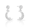 Tiny Moon With Star CZ Stud Earrings, Petite Earrings in Sterling Silver