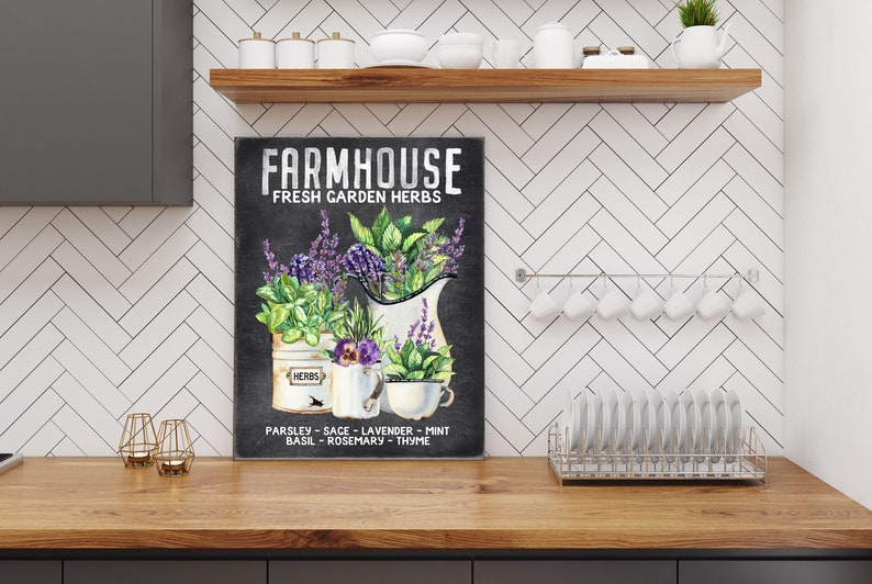 16x20 Farmhouse Fresh Picked Herbs Wall Art Canvas Print