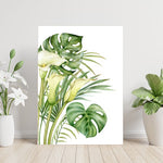 16x20 White Lillies Tropical Floral Wall Art Canvas Print