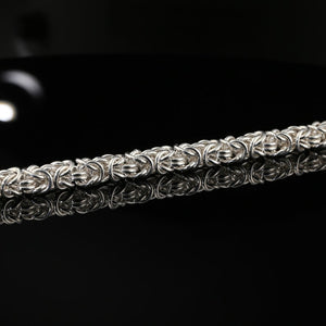 Sterling Silver Byzantine Chain Bracelet with Hook Clasp, 8.25", Unisex