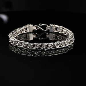 Sterling Silver Byzantine Chain Bracelet with Hook Clasp, 8.75", Unisex