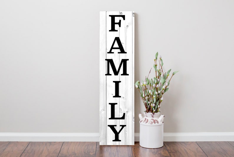 24 Inch (2 Foot Tall) Family Vertical Wood Print Sign