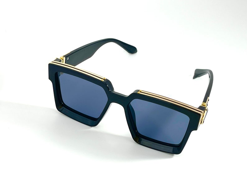 Funky Black Gold Square UV400 Sunglasses Mens Womens Shades
