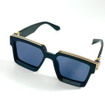 Funky Black Gold Square UV400 Sunglasses Mens Womens Shades