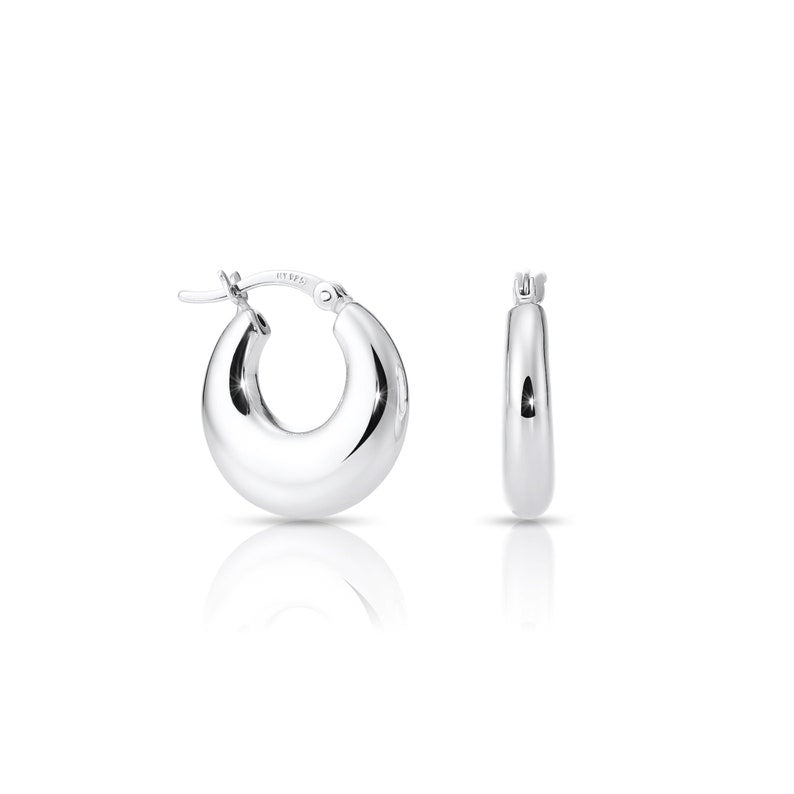 Shiny Small Hoop Earrings in Sterling Silver, 18mm