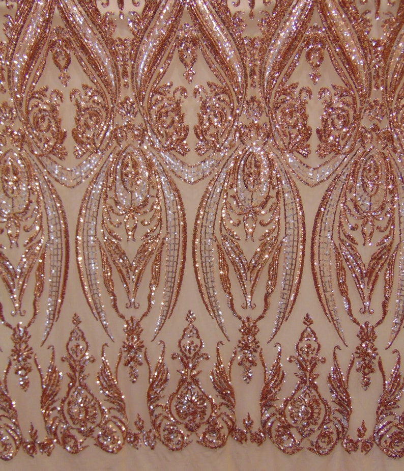 Victorian Egg/Tulip, Rose Gold, Big Print, Sequin, 4-way Stretch