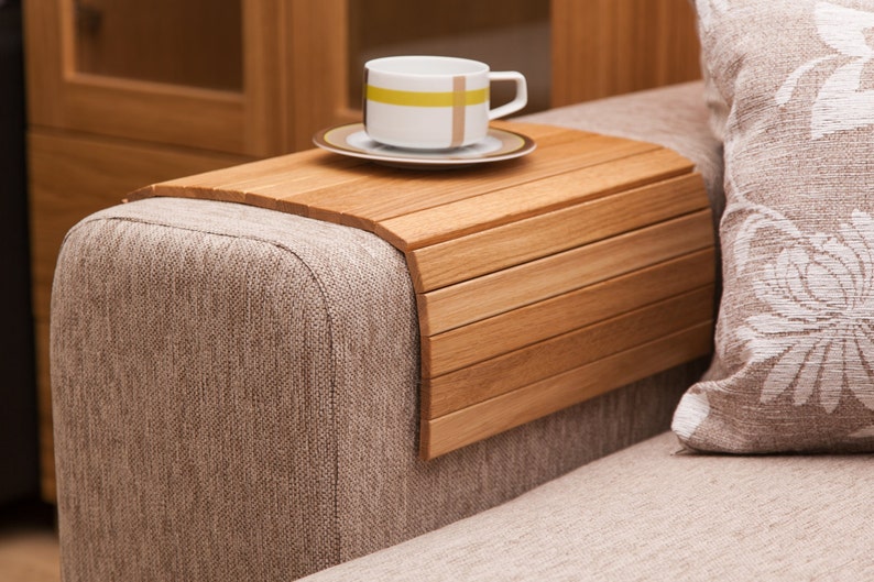 Ottoman Wood Tray OAK Sofa Tray Side Table