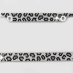 GRAY, Black & Clear Leopard Crystal License Plate Metal Frame for Car Includes Screw Caps