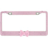 7 Rows of Pink Crystal Diamond Rhinestone Bling License Plate Frame with Center Pink Bow Matching cap covers