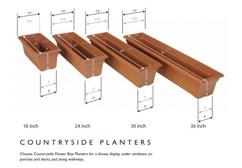 Novelty (#16242) Countryside Flower Box Planter, White - 24"