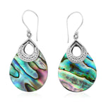 Jewelry Gift 925 Sterling Silver Abalone Shell Dangle Drop Solitaire Earrings