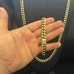 10mm Mens Miami Cuban Link Bracelet & Chain Set 14k Gold Plated Stainless Steel