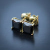 2Pc Men's Hip Hop Black Onyx Solitaire 14k Yellow Gold Screw Back Stud Earrings