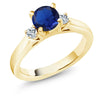 1.03 Ct Blue Created Sapphire Topaz 18K Yellow Gold Plated Silver 3-Stone Ring