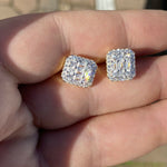 Men’s Real Solid Sterling Silver Iced Baguette Diamond Hip Hop Earrings Studs