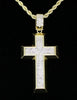 Large Iced Cross Pendant Hip Hop Fashion 14k Gold Plated w/ 24" Rope 4mm Chain