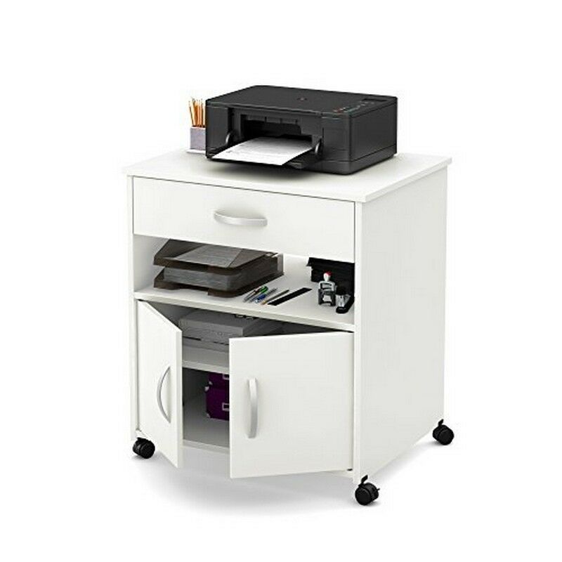 South Shore Axess Printer Cart on Wheels, Pure White