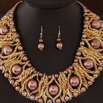 Nataliya Rose Gold African Bead Collar and Earrings Set