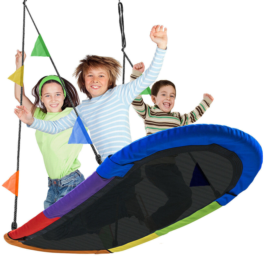 Sorbus Saucer Swing Surf Mat for Backyard Playground Oval Platform - Fits 3 Kids