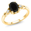 1.68 Ct Black Onyx White Created Sapphire 18K Yellow Gold Plated Silver Ring