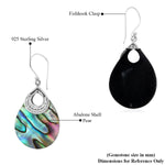 Jewelry Gift 925 Sterling Silver Abalone Shell Dangle Drop Solitaire Earrings