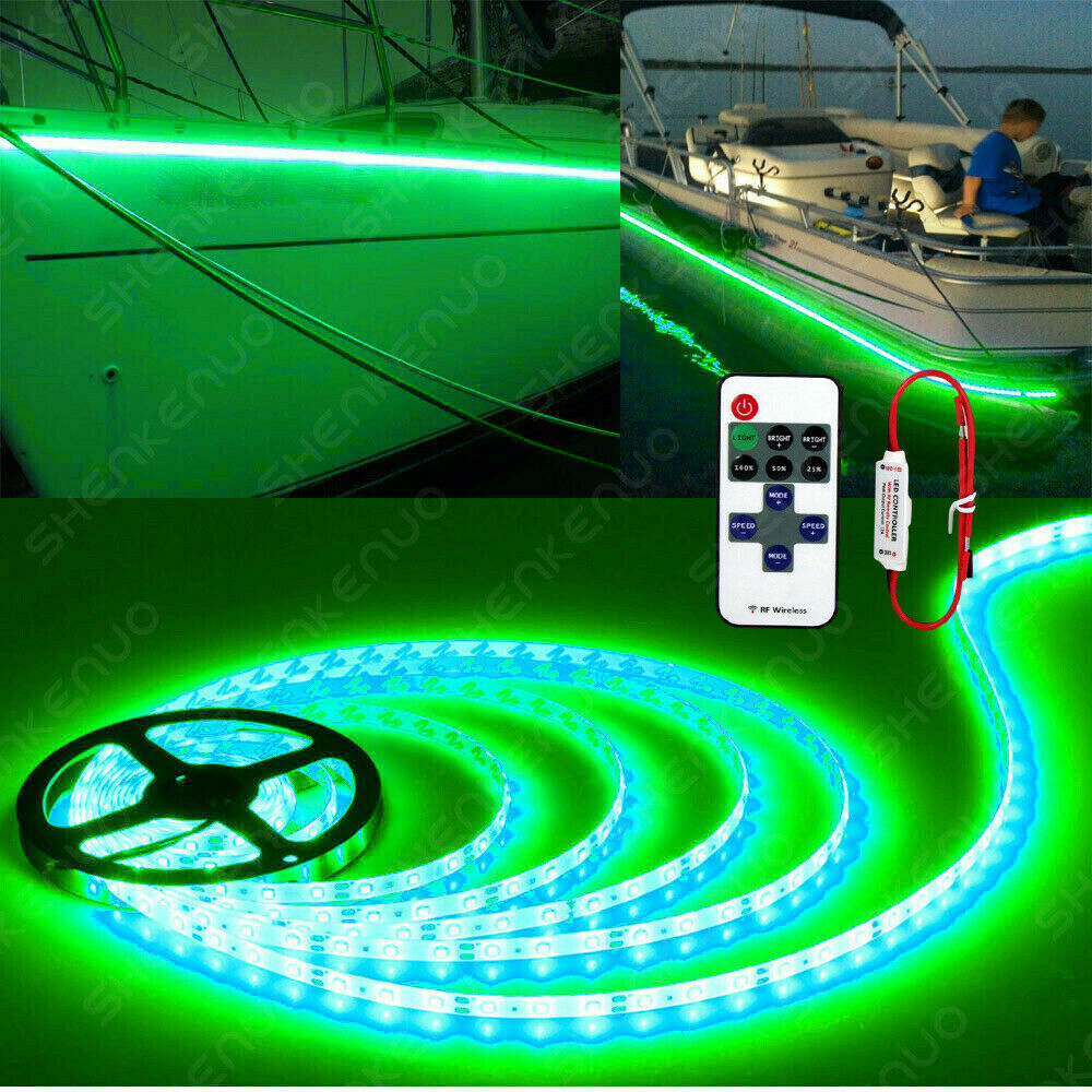 Green LED Boat Light Deck Waterproof Bow Trailer Pontoon Lights Strip Marine 5M