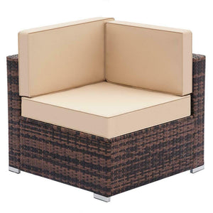 1 Pcs Outdoor Rattan Wicker Corner Sofa Couch Patio Garden Furniture with Cushion