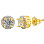Mens Real Solid 925 Silver Iced Diamond Hip Hop Earrings Studs Small Gold Plated