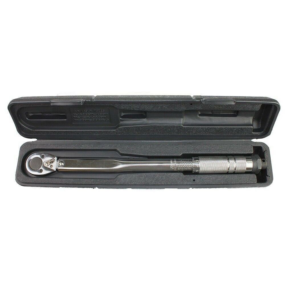 1/2" Drive Click Torque Wrench Kit SAE Metric Automotive Shop Wrenches Tools