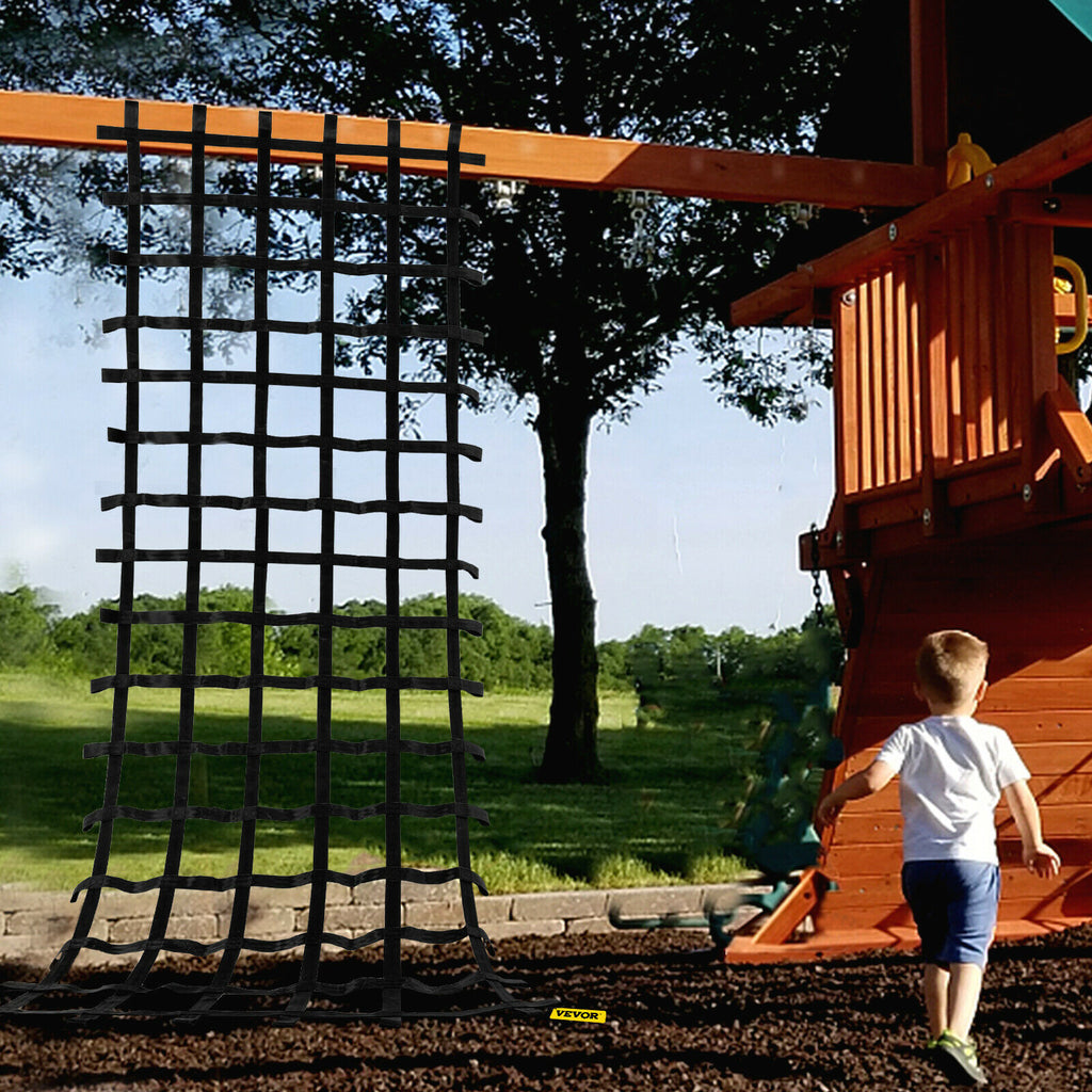 VEVOR 12' x 4' Kids Treehouse Swingset Playground Climbing Cargo Net Rope Ladder