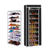 10 Tier 9 Shelf Shoe Rack Shelf Storage Home Organizer Cabinet with Cover Black