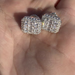Men’s Real Solid Sterling Silver Iced Baguette Diamond Hip Hop Earrings Studs