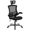 HB-Black Mesh Executive Swivel Office Chair w/Flip-Up Arms & Chrome-Nylon Chair